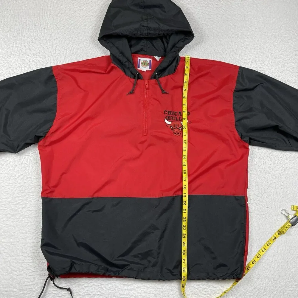 Chicago Bulls Jacket Mens Large Pullover Windbreaker Vintage NBA Basketball Coat